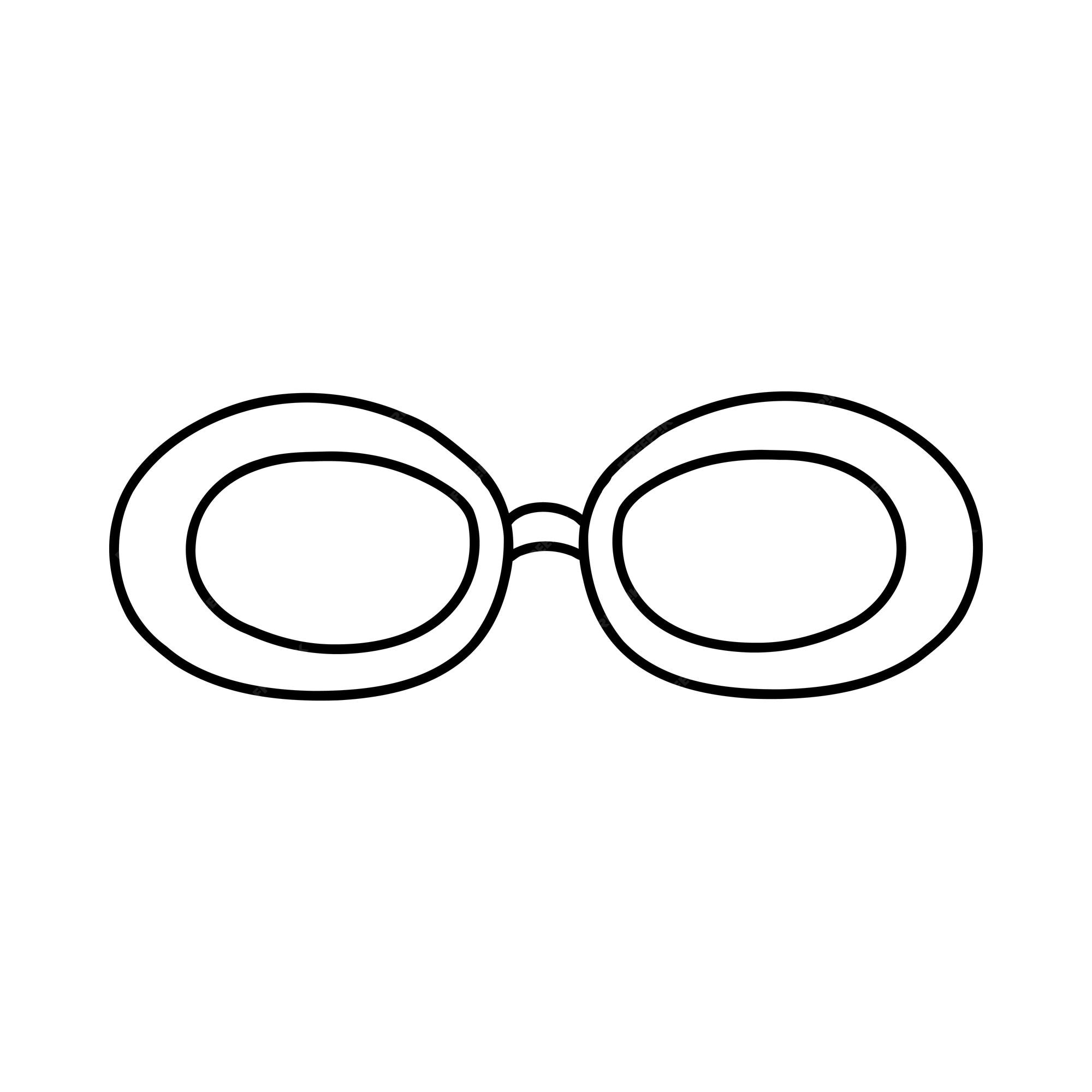 Ãculos doodle desenhados ã mão ilustraãão de esboão vetorial de ãculos de contorno preto ãculos de sol de ãcone linear para imprimir logotipo de design de pãgina para colorir vetor premium