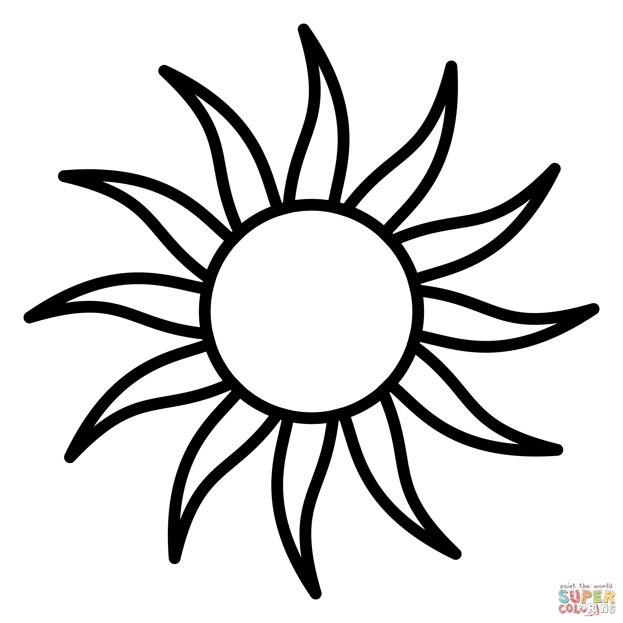 Dibujo de contorno de sol con rayos para colorear dibujos para colorear imprimir gratis