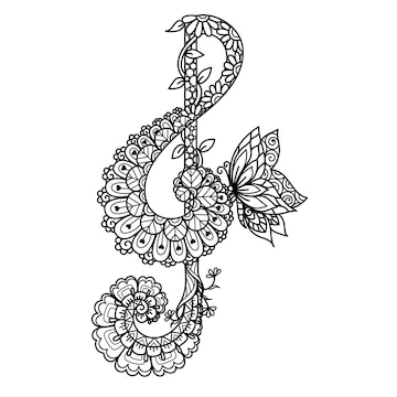 Clave de sol de mandala para imprimir en el producto grabar cortar en papel cortar con lãser o colorear una pãgina para adultos ilustraciãn vectorial vector premium