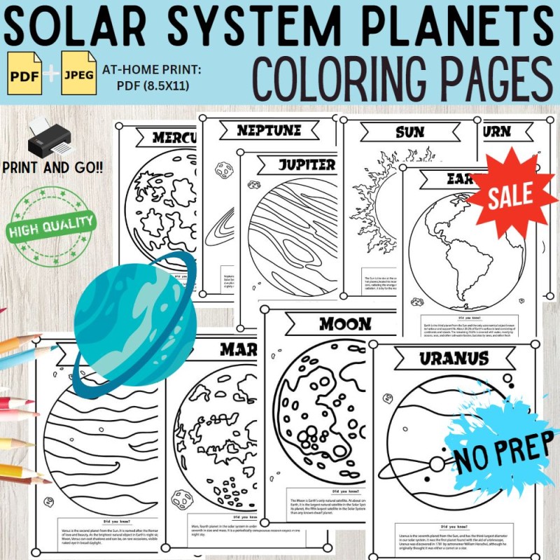 Solar system planets coloring pages