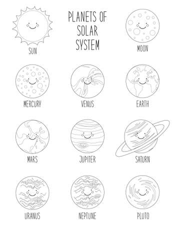 Solar system line drawing stock vector illustration and royalty free solar system line drawing clipart