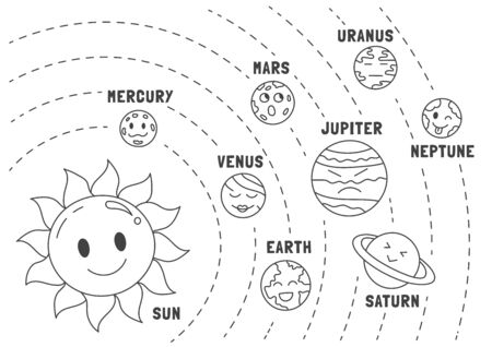 Solar system line drawing stock vector illustration and royalty free solar system line drawing clipart