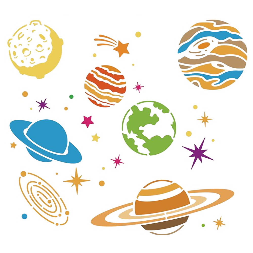 Planets galaxy drawing painting stencils templates plastic planetary square star decor stencil for wood floor wall and fabric