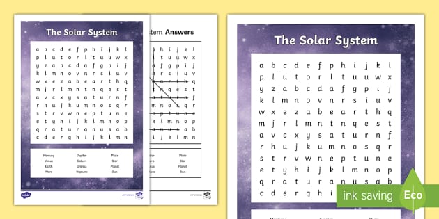 Solar system word search primary resources