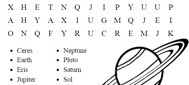 Astronomy word searches â skip the school
