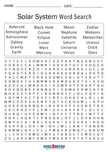 Printable solar system word search