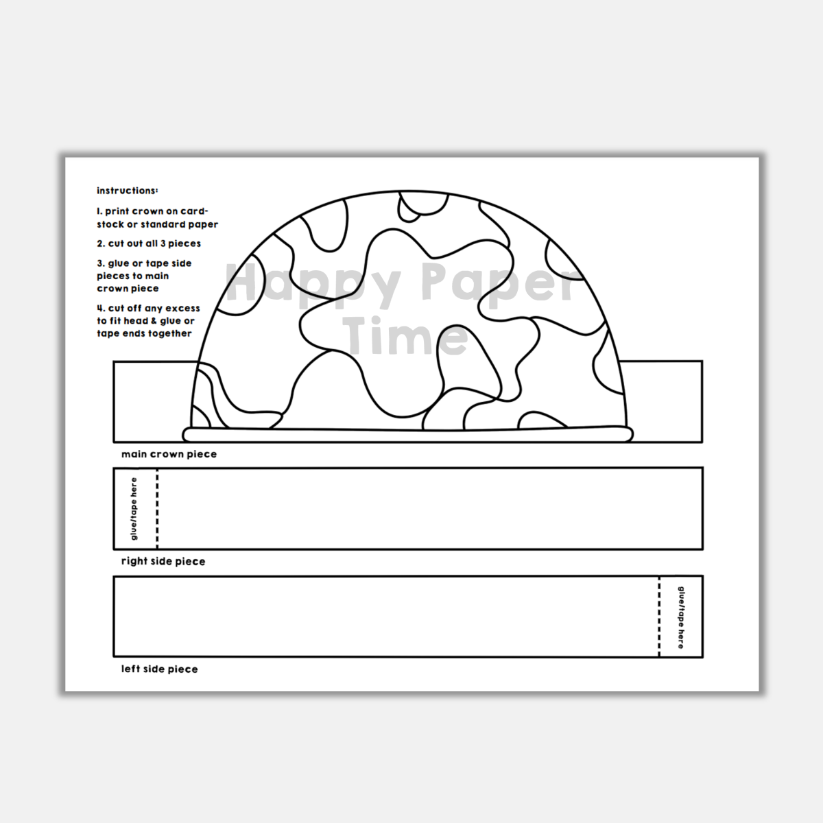 Soldier helmet paper crown headband printable military coloring craft made by teachers