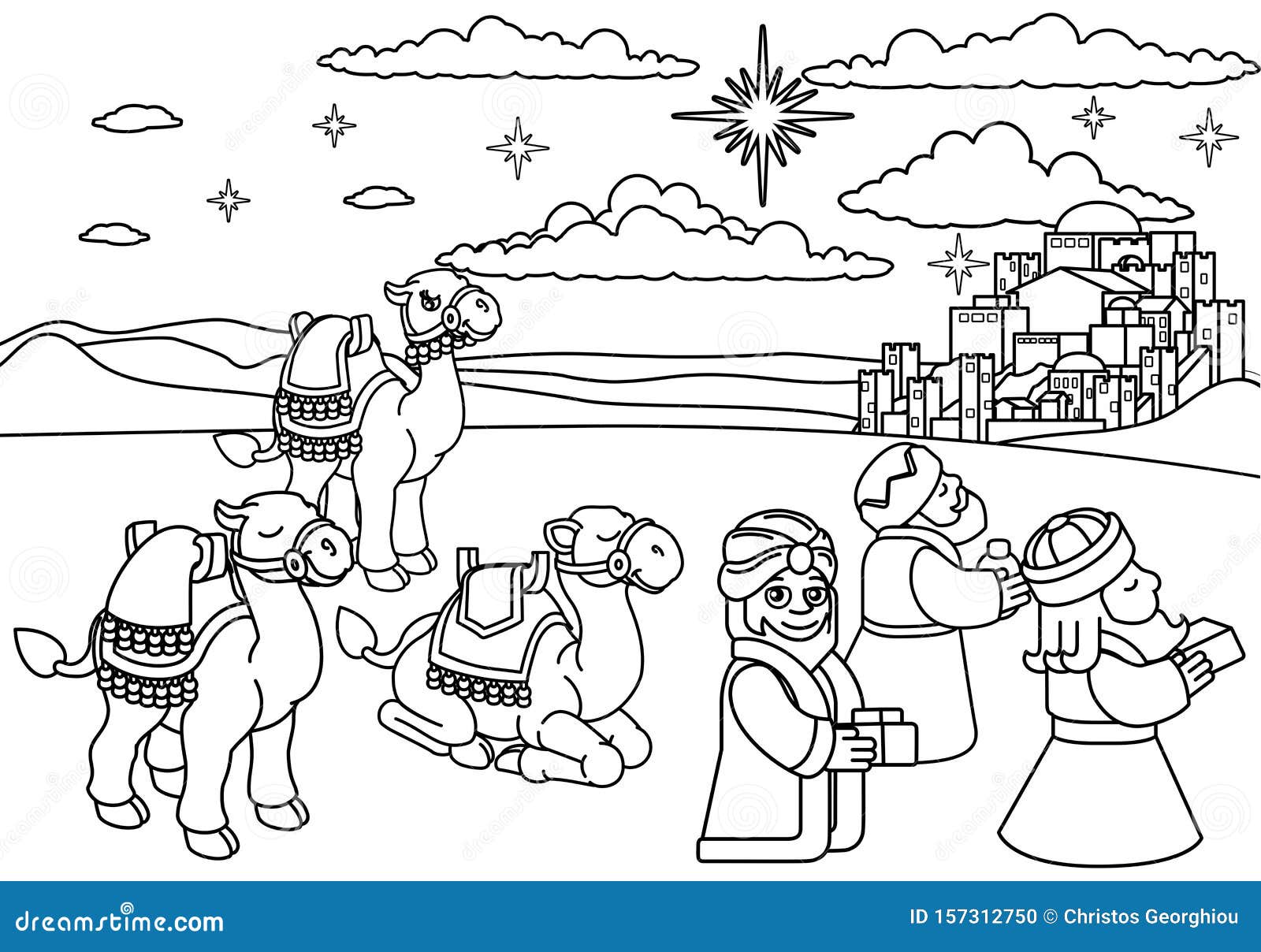 Wise men christmas nativity scene cartoon stock vector