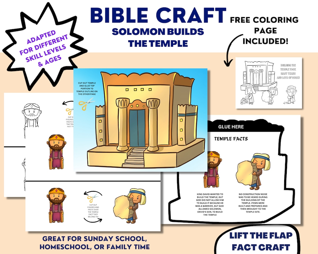 Solomon builds the temple bible story craft lift the flap activity