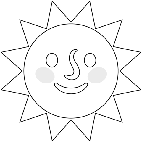 Sun with face emoji coloring page free printable coloring pages