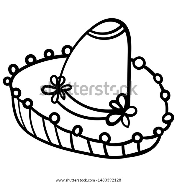 Sombrero coloring books page cinco de stock vector royalty free