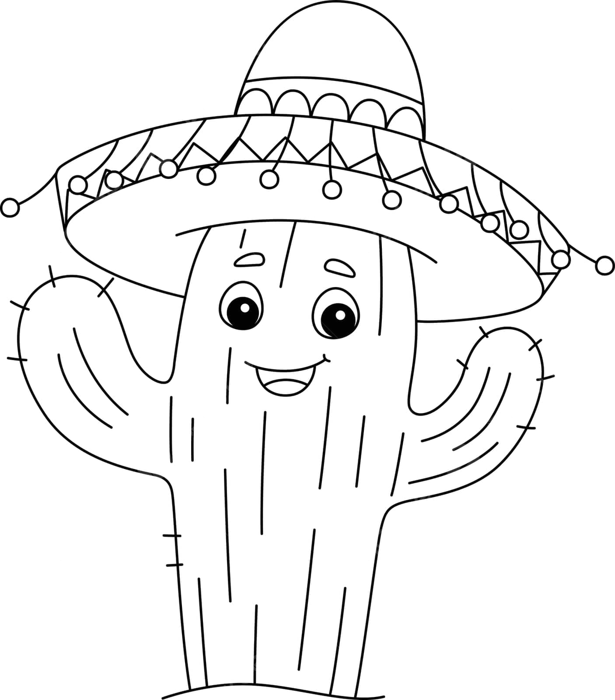 Cactus with sombrero isolated coloring page coloring book colouring mexican vector book drawing cactus drawing mexican drawing png and vector with transparent background for free download