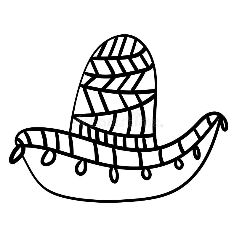 Sombrero coloring book for children cartoon headwear line art black and white sombrero fiesta carnival clothing