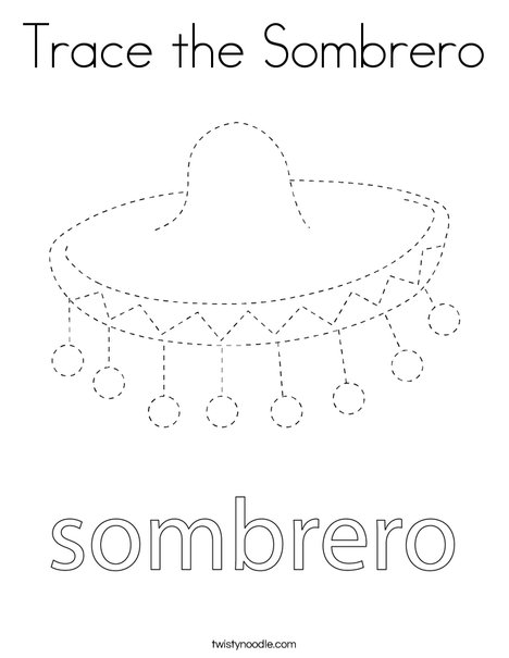 Trace the sombrero coloring page