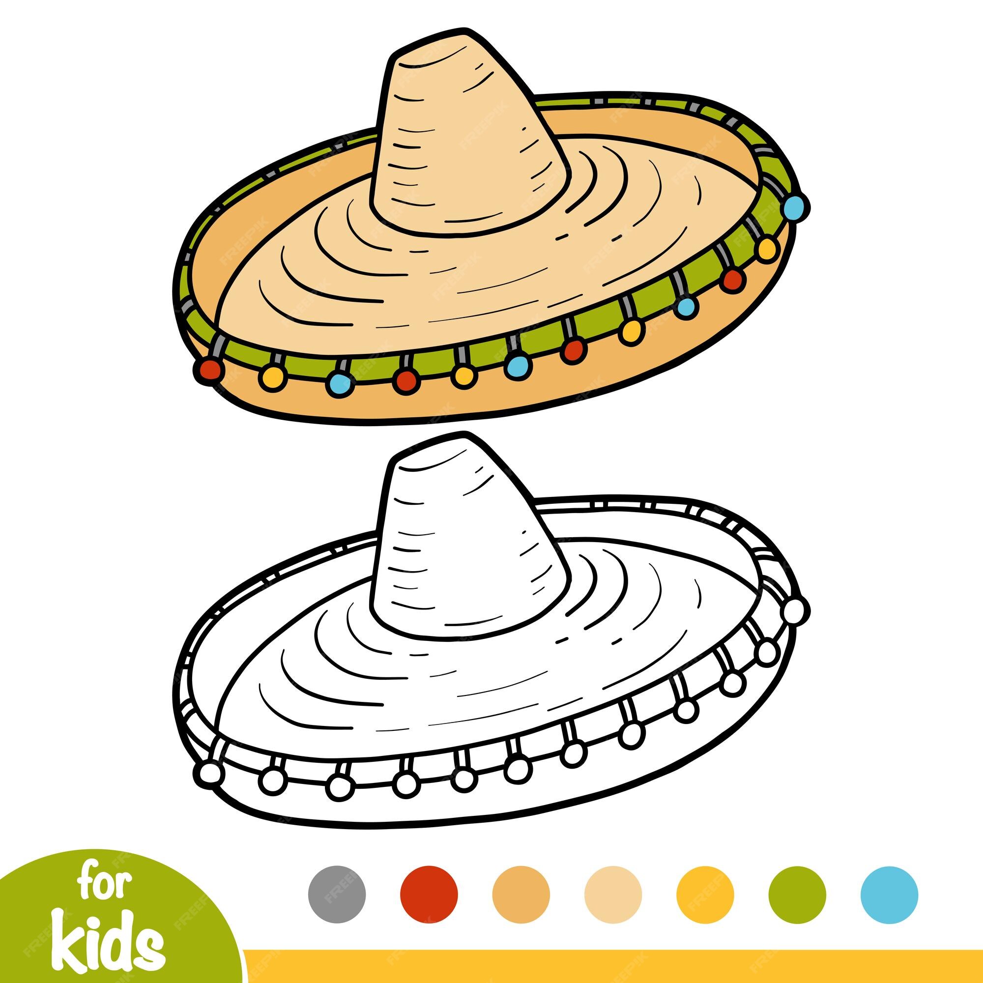 Premium vector coloring book cartoon headwear sombrero