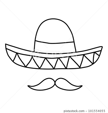 Mexican hat sombrero with moustache doodle