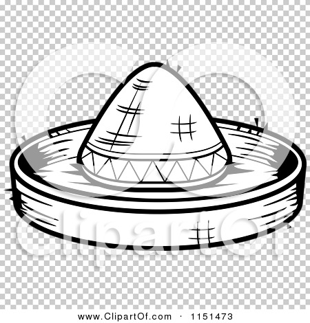 Cartoon clipart of a black and white sombrero hat