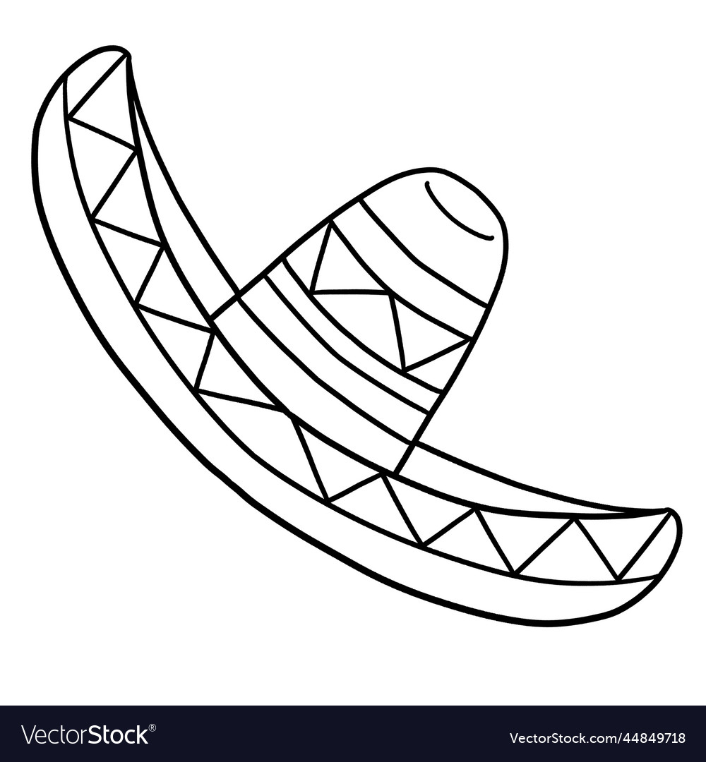 Cinco de mayo mexican hat isolated coloring page vector image