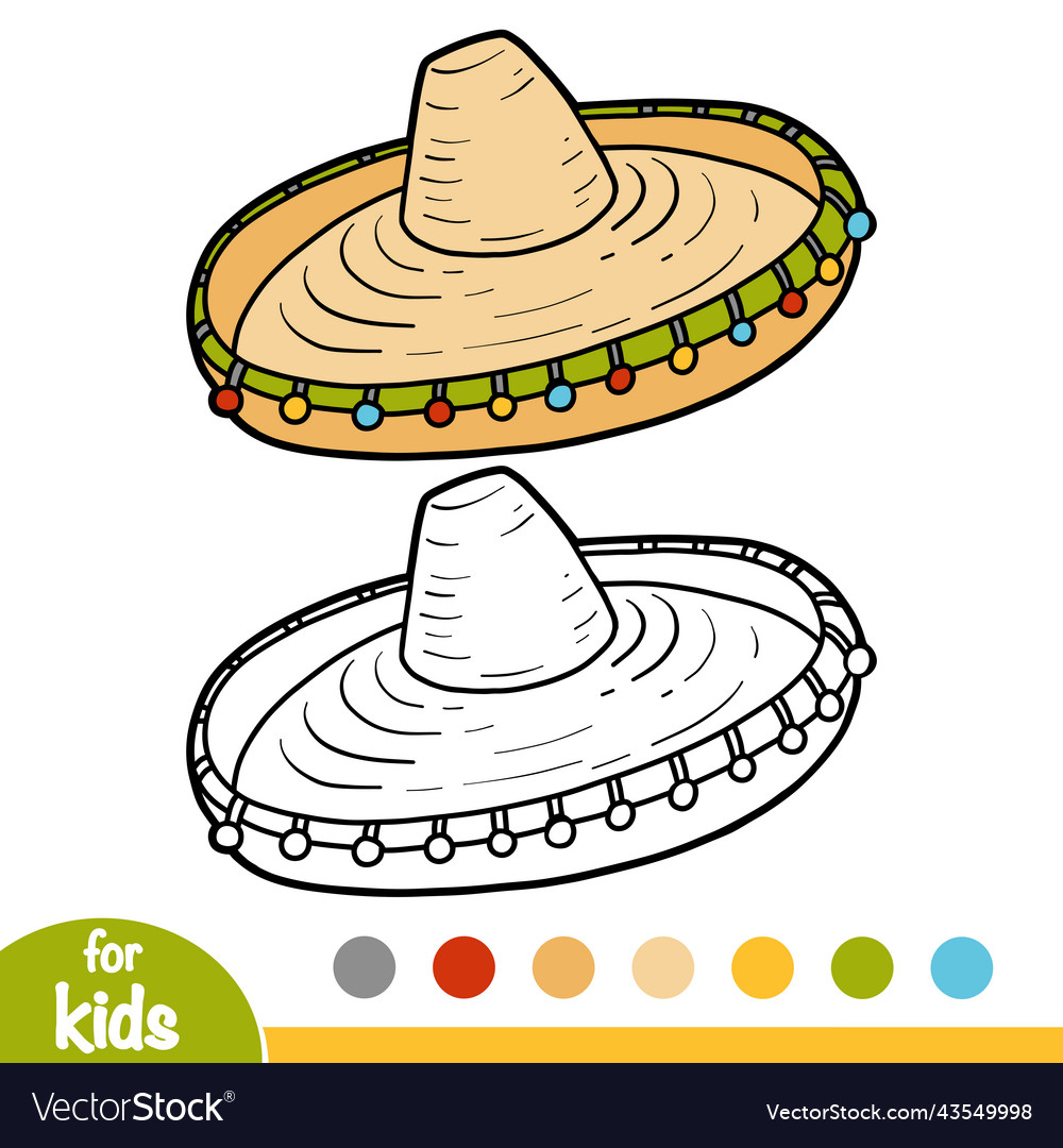 Coloring book cartoon headwear sombrero royalty free vector