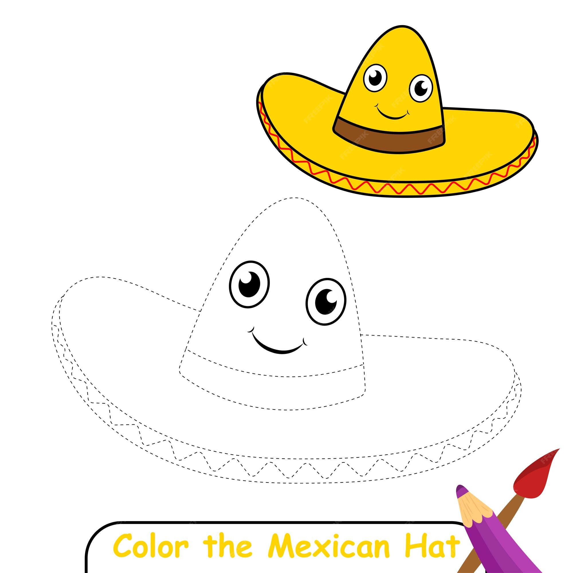 Premium vector color the mexican hat coloring book for kids mexican hat vector graphics