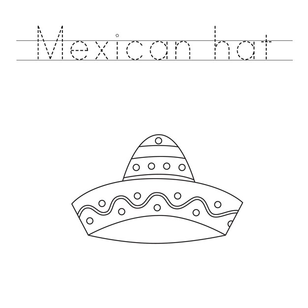 Premium vector trace the letters and color mexican hat handwriting practice for kids