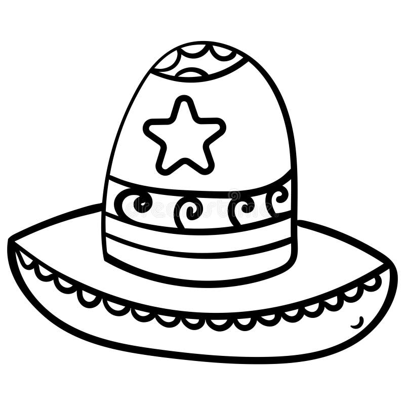 Sombrero coloring book for children cartoon headwear line art black and white sombrero fiesta carnival clothing