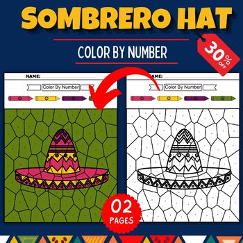 Sombrero hat hispanic heritage dãa de los muertos color by number coloring pages