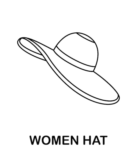 Premium vector coloring page with women hat for kids