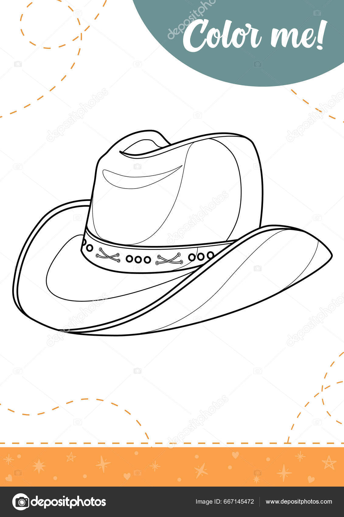 Pãgina para colorear para niãos con sombreros vaquero una hoja vector de stock por elenart