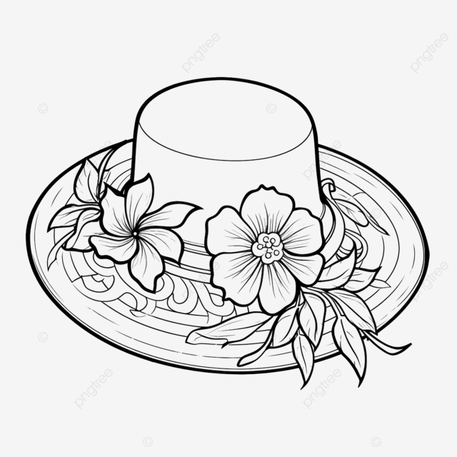 Libro para colorear para niãos sombreros de dibujos animados sombrero de paja de flor png dibujos sombrero de copa sombrero de mujer sombrero para el sol png imagen para dcarga gratuita