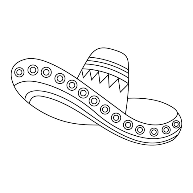 Premium vector line art ornamented sombrero hat national symbol of mexico illustration sketch for coloring
