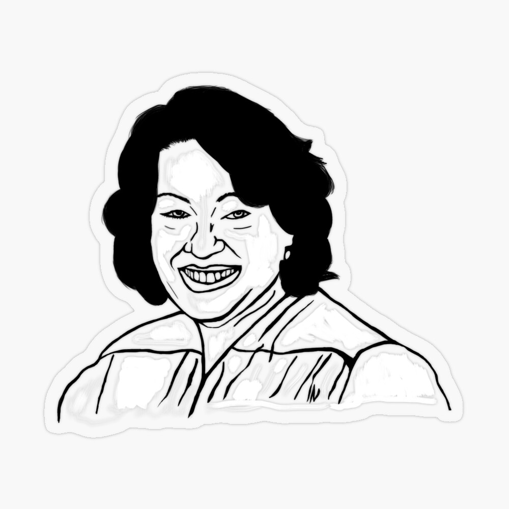 Supreme court justice sonia sotomayor line art sticker for sale by cambethridge