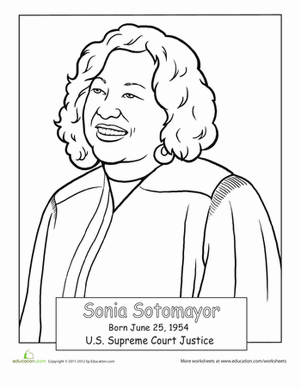 Sonia sotomayor worksheet education famous hispanics printable coloring sheets famous hispanic americans
