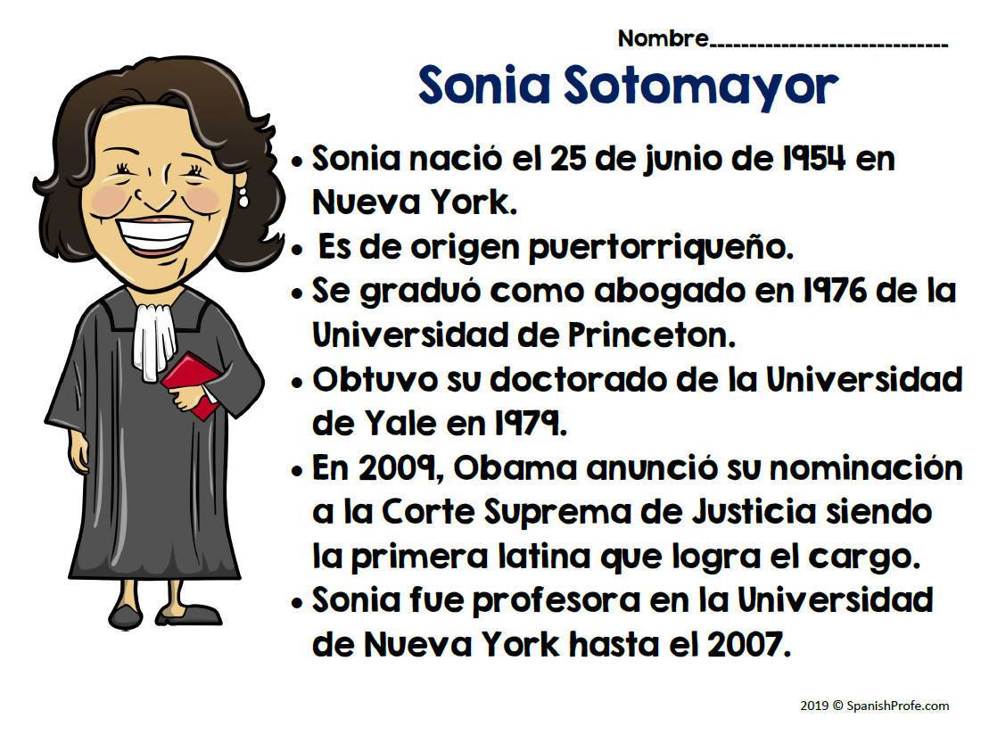 Sonia sotomayor in spanish actividades sonia sotomayor â bilingual marketplace