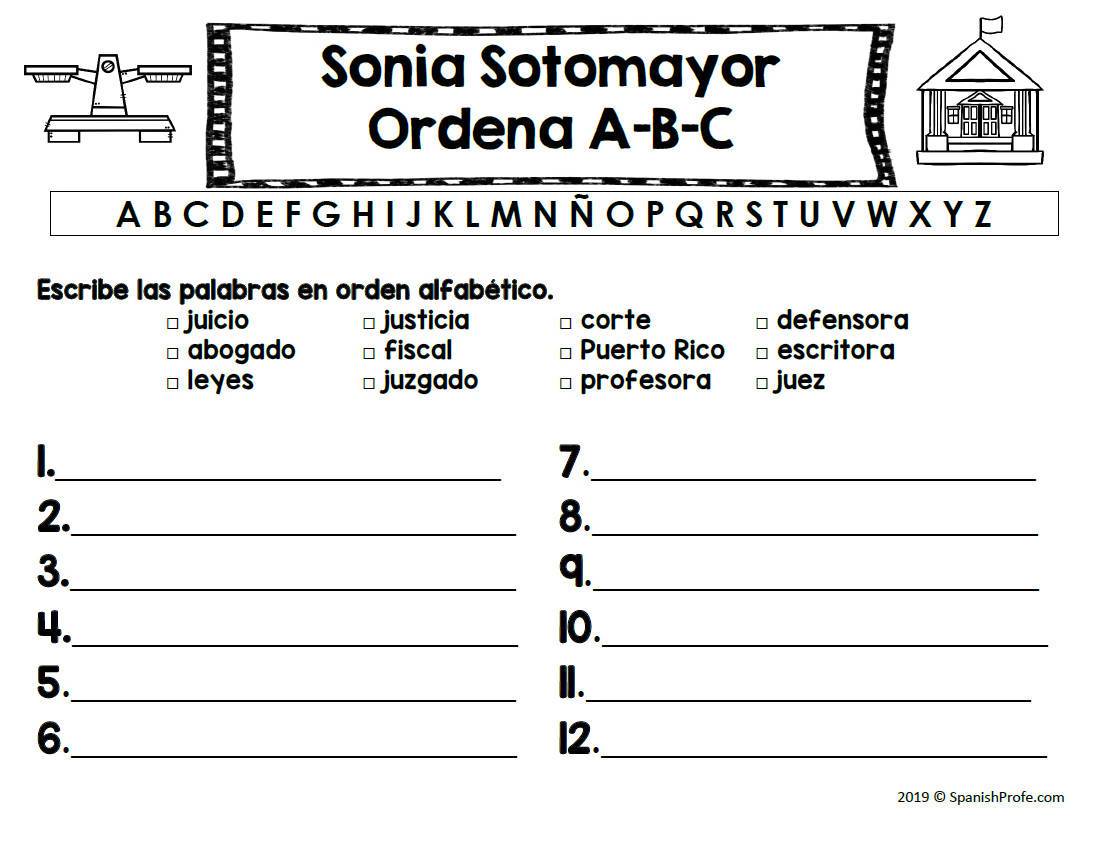 Sonia sotomayor in spanish actividades sonia sotomayor â bilingual marketplace
