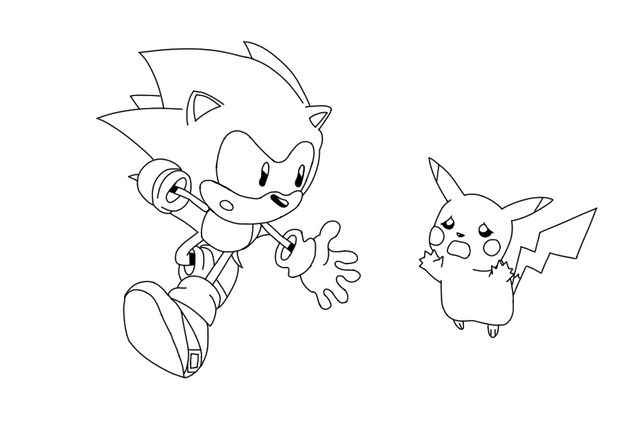 I drew the sonic and pikachu scene from the smash bros ultimate opening but in a s animation style rsonicthehedgehog