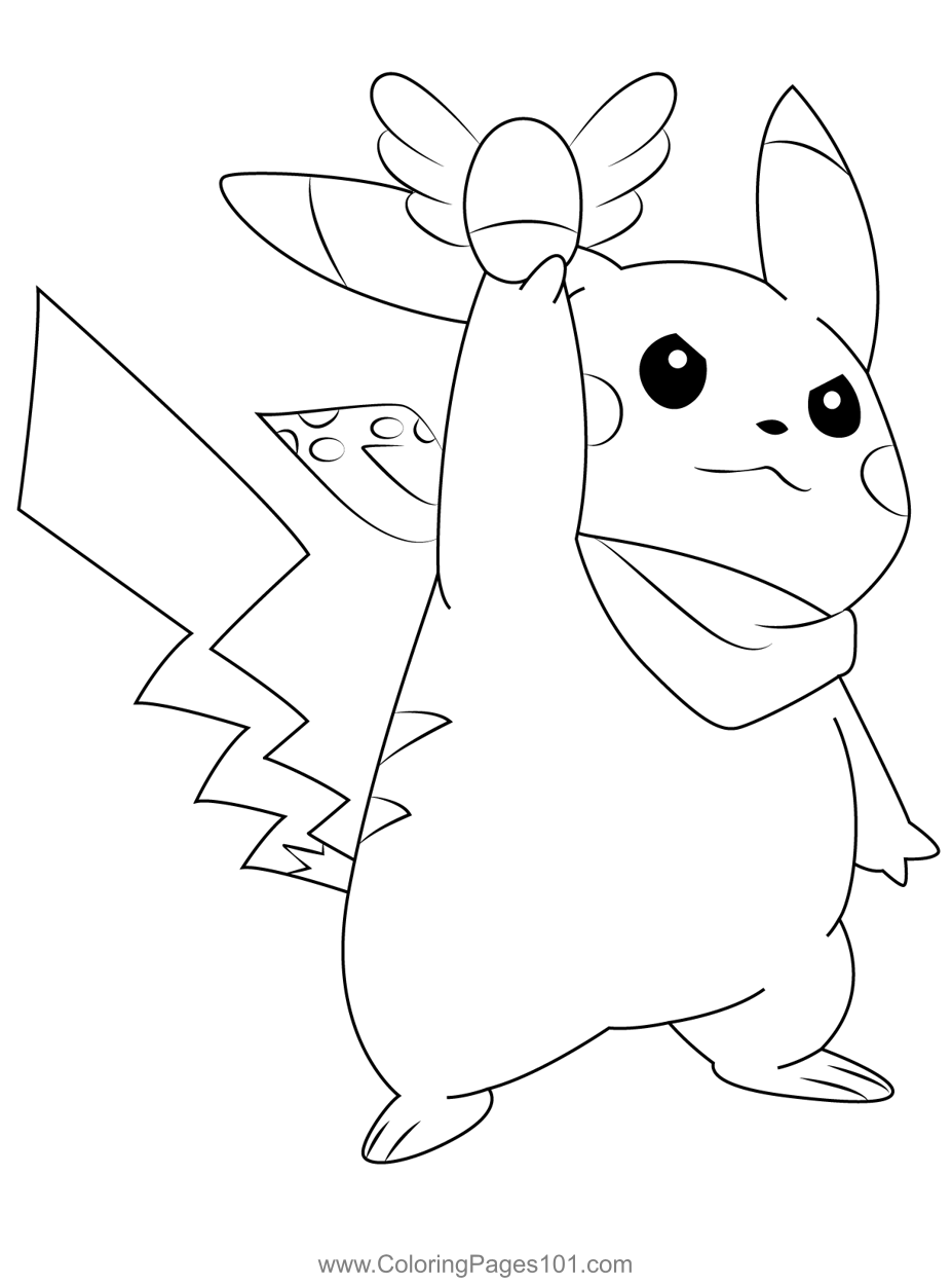Pikachu with pokemon coloring page for kids