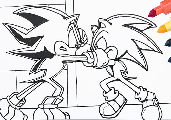 Sonic vs shadow coloring pages