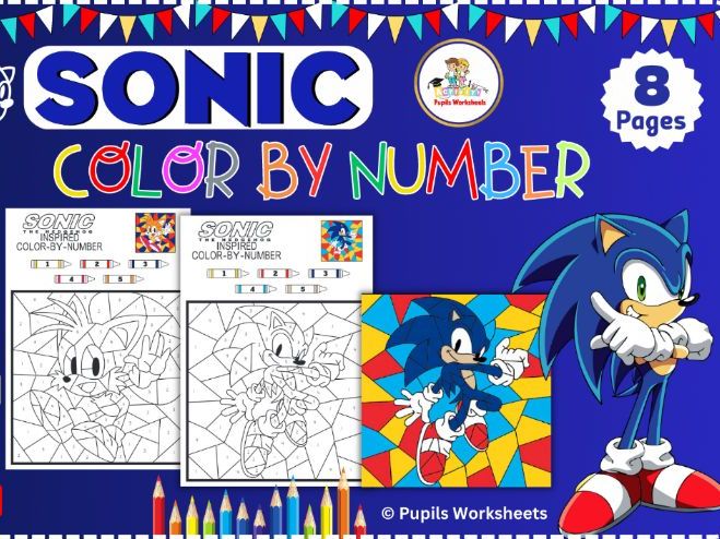 Sonic math color by number for kids