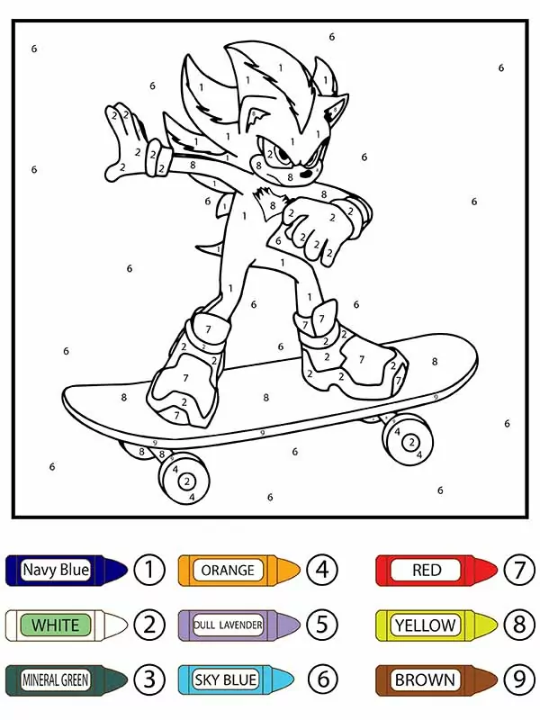 Sonic the hedgehog color by number malvorlagen