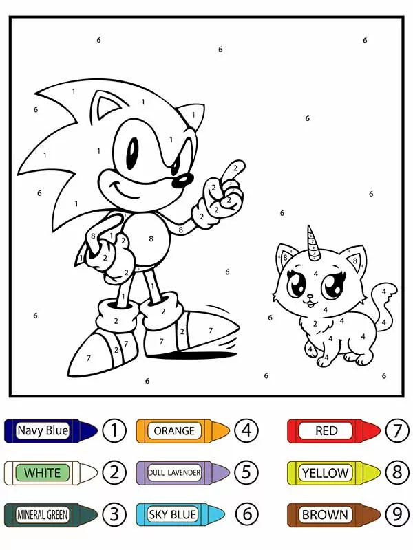 Sonic the hedgehog color by number malvorlagen