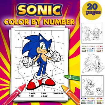 Sonic the hedgehog inspired color by number pages by coloringbook for kids