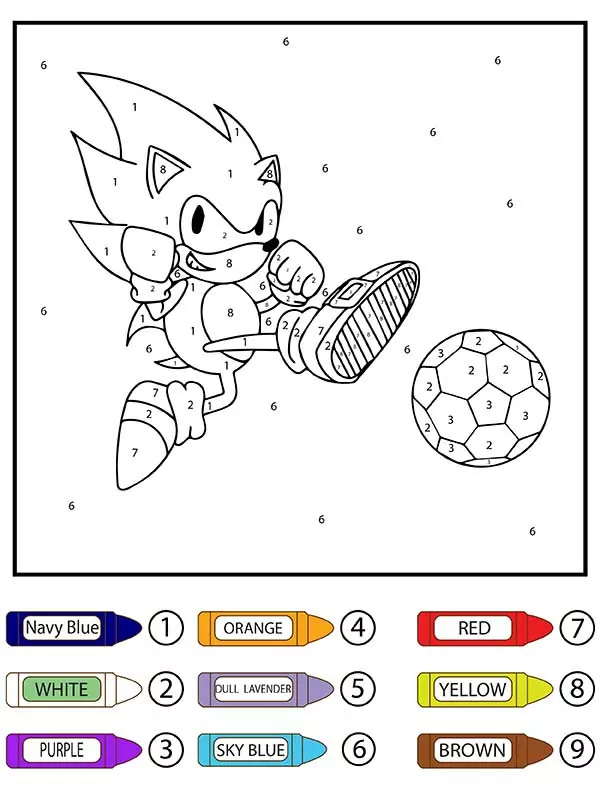 Sonic the hedgehog color by number malvorlagen