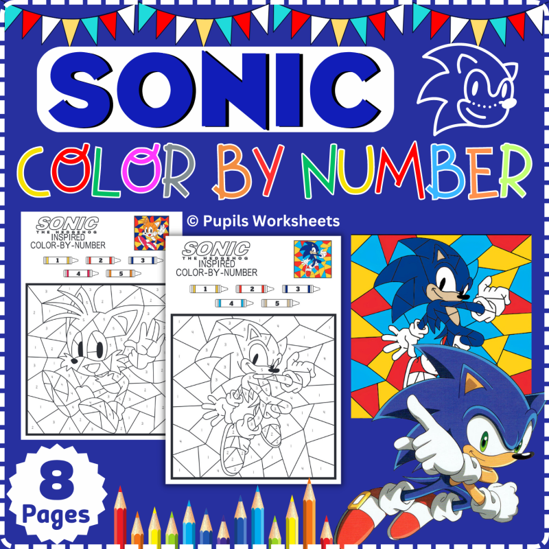 Sonic inspired math color by numr activities