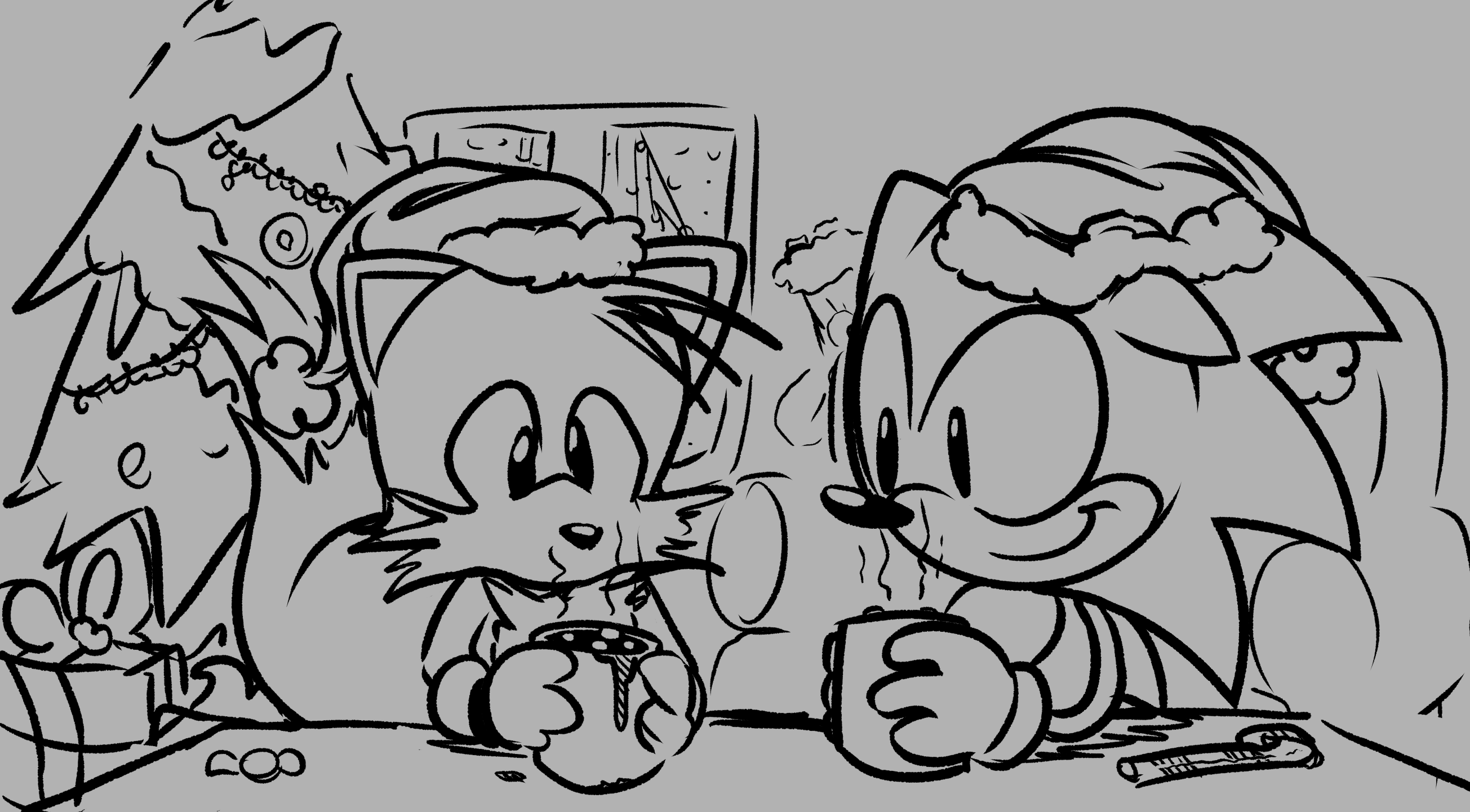 Christmas themed sonic doodles rsonicthehedgehog