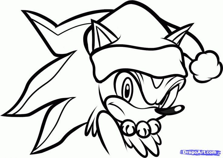 Christmas coloring page shadow sonic shadow the hedgehog in christmas hat coloring pages easy christmas drawings coloring pages sonic and shadow
