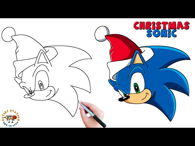 How to draw christmas sonic step by step tutorial