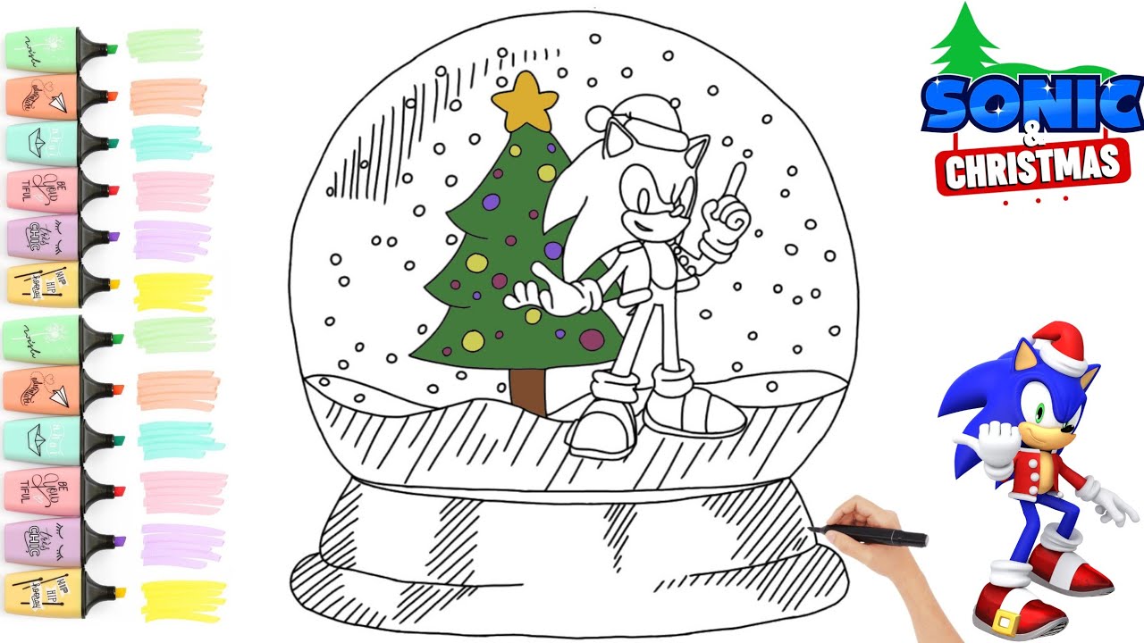 Sonic the hedgehog sonic christmas coloring and drawing sonic christmas coloring page painting