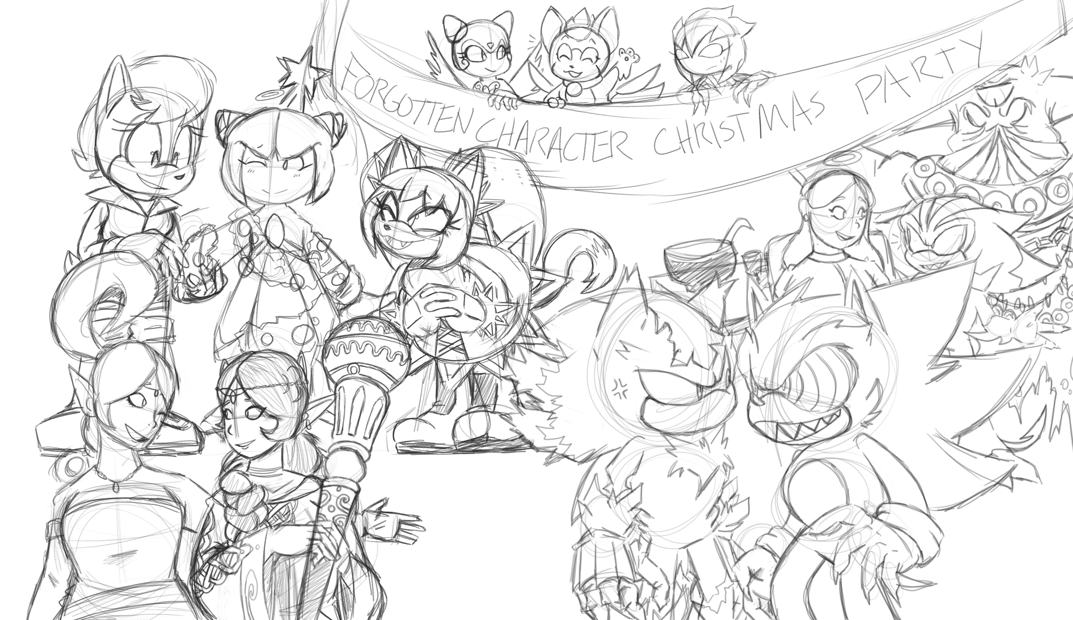 Sonic christmas rough sketch