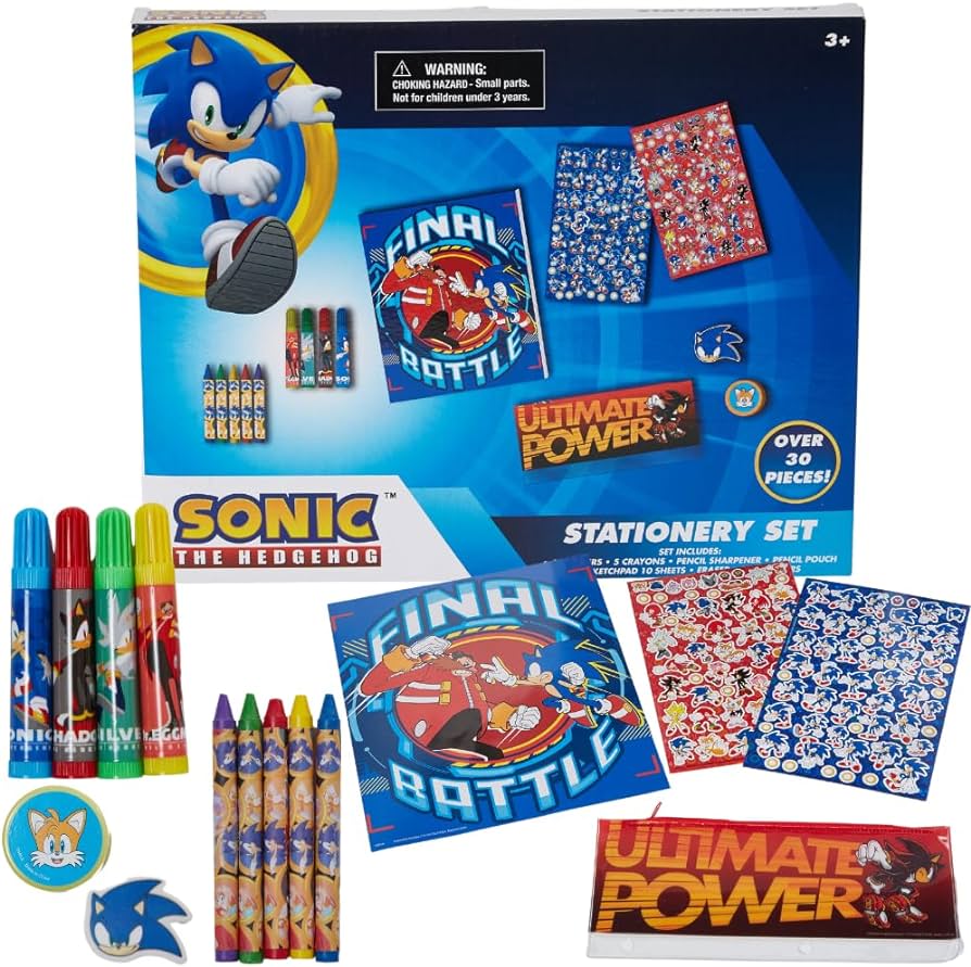 Innovative designs sonic the hedgehog kids coloring art and sticker set pcs school craft supplies with pencil case toys games